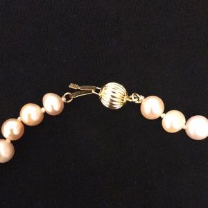 Pink Akoya Pearl Necklace Gold Clasp